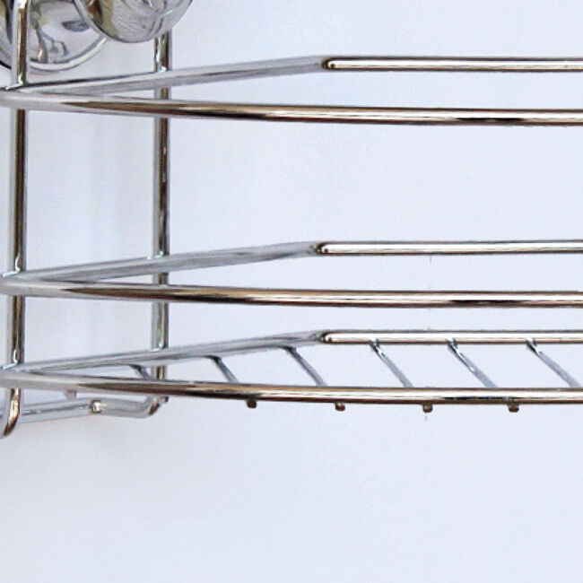 Chrome Corner Shower Caddy With Suction Fix