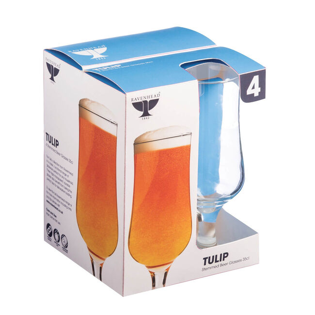 Tulip Stemmed 350ml Beer Glasses 4 Pack