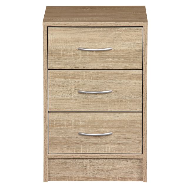 Mayfair Oak Effect 3 Drawer Bedside Locker