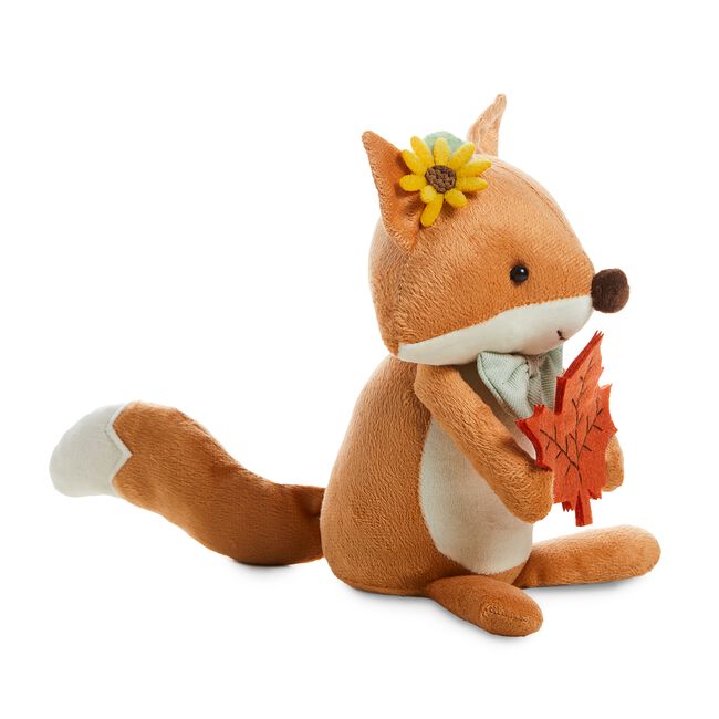 Plush Fox With Autumn Leaf