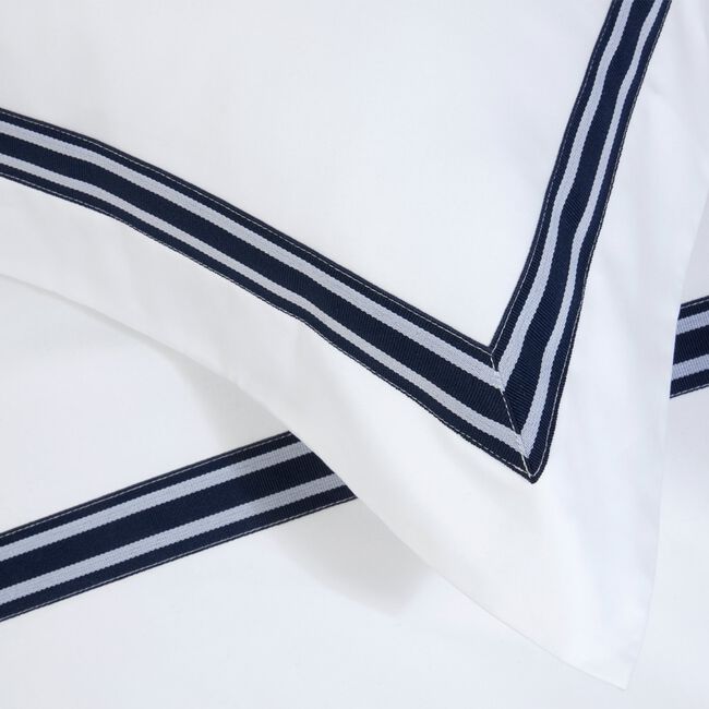 SINGLE DUVET COVER Border Stripe Navy 400TC