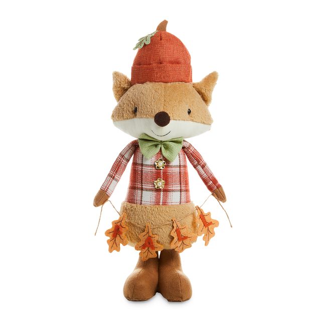 Standing Fox With Autumn Leaves Garland