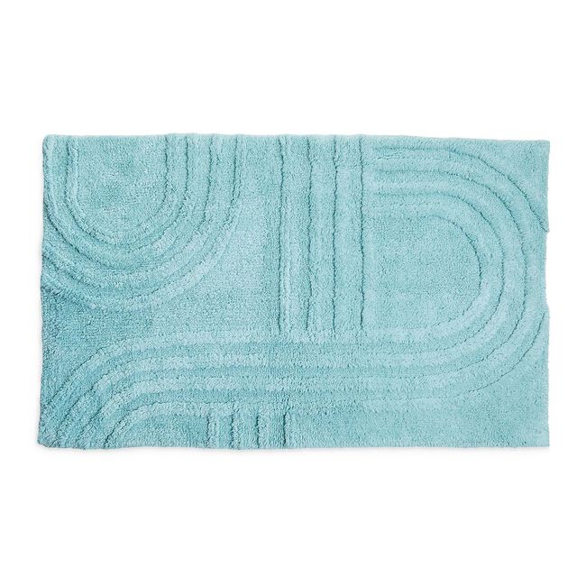 Luxury Geo-Carved Duck Egg Bath Mat 50cm x 80cm 