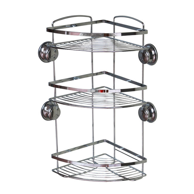 3-Tier Chrome Shower Caddy With Suction Fix