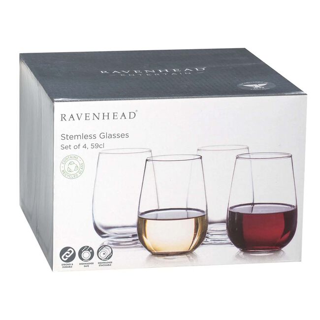 Ravenhead 590ml Stemless Wine Glasses Set Of 4