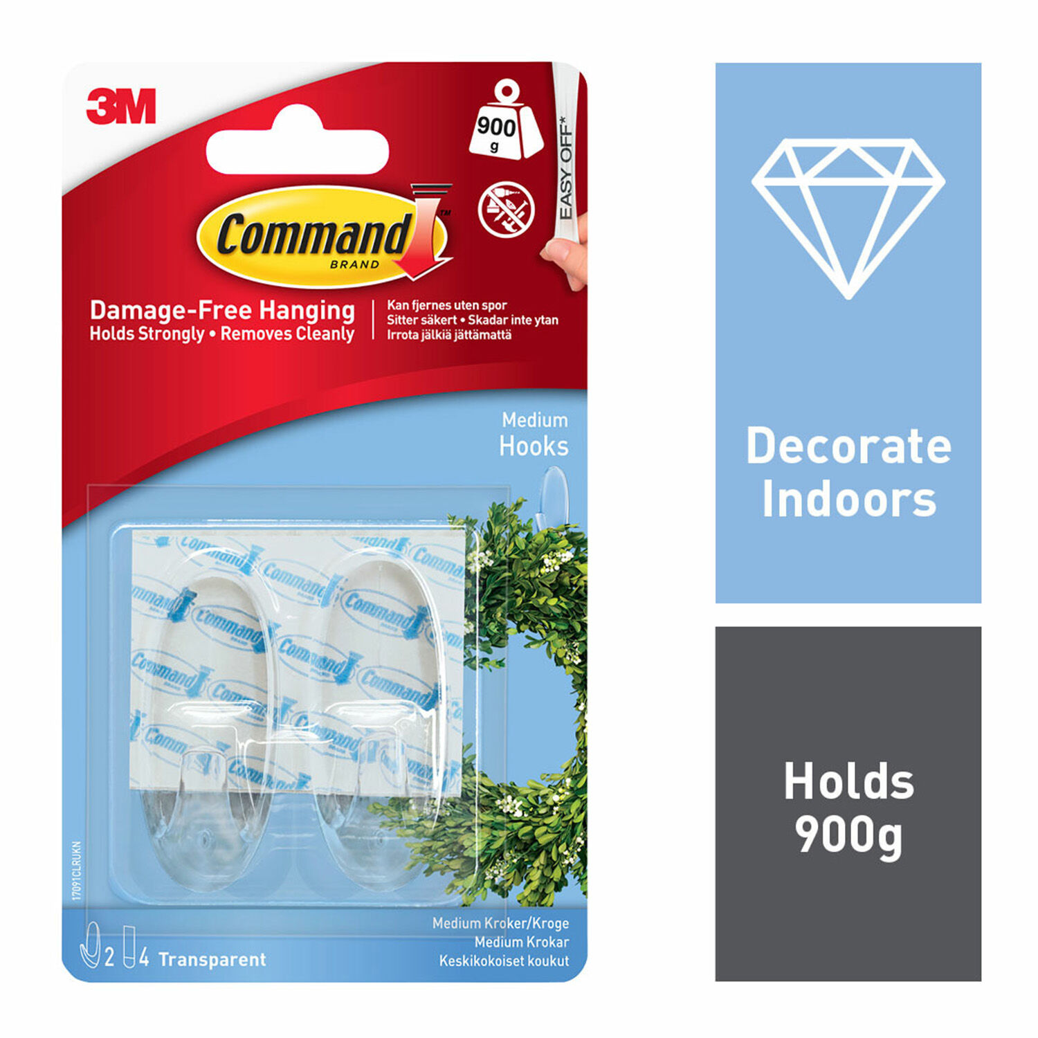 Command 2Pk Clear Medium Plastic Hooks - Home Store + More