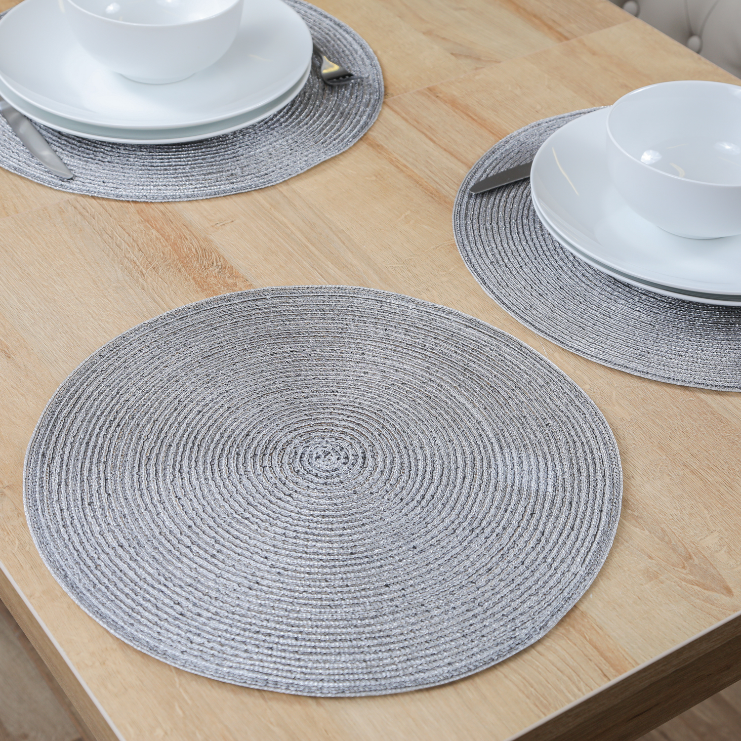 Round Shimmer Silver Placemat Home Store + More